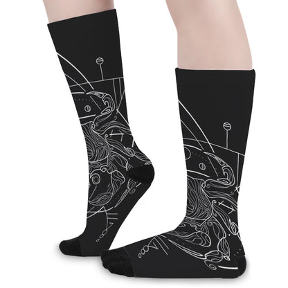Black And White Cancer Sign Print Long Socks