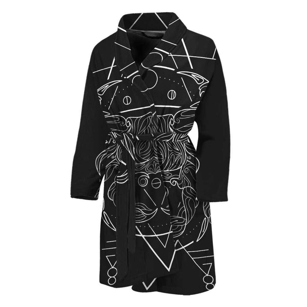Black And White Cancer Sign Print Men's Bathrobe