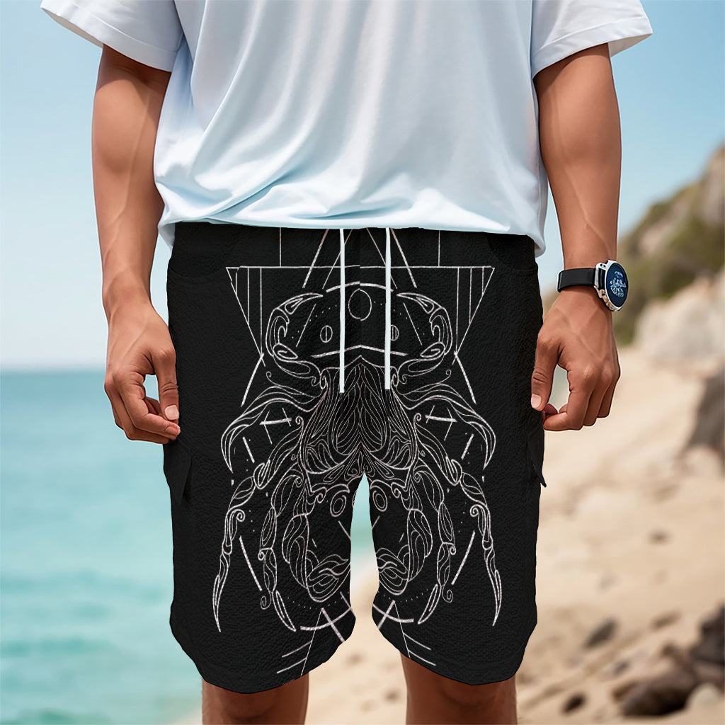 Black And White Cancer Sign Print Men's Cargo Shorts