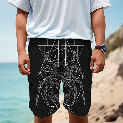 Black And White Cancer Sign Print Men's Cargo Shorts