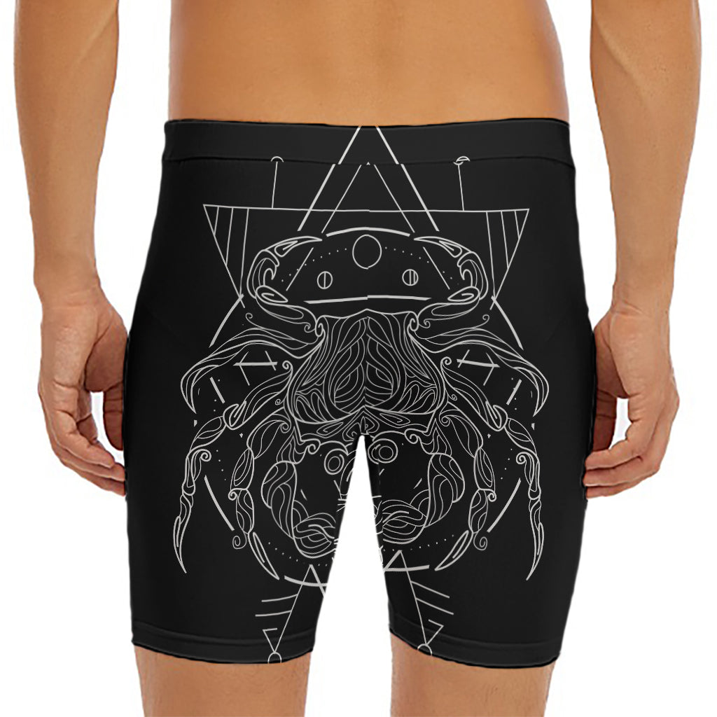 Black And White Cancer Sign Print Men's Long Boxer Briefs