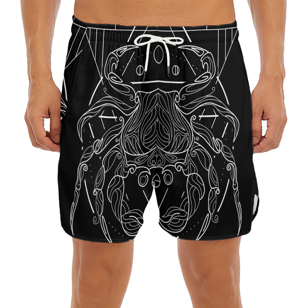 Black And White Cancer Sign Print Men's Split Running Shorts