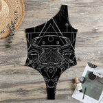 Black And White Cancer Sign Print One Shoulder Bodysuit