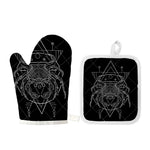 Black And White Cancer Sign Print Oven Mitt And Pot Holder Set