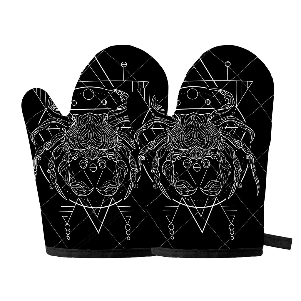 Black And White Cancer Sign Print Oven Mitts