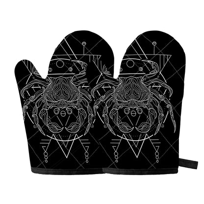 Black And White Cancer Sign Print Oven Mitts