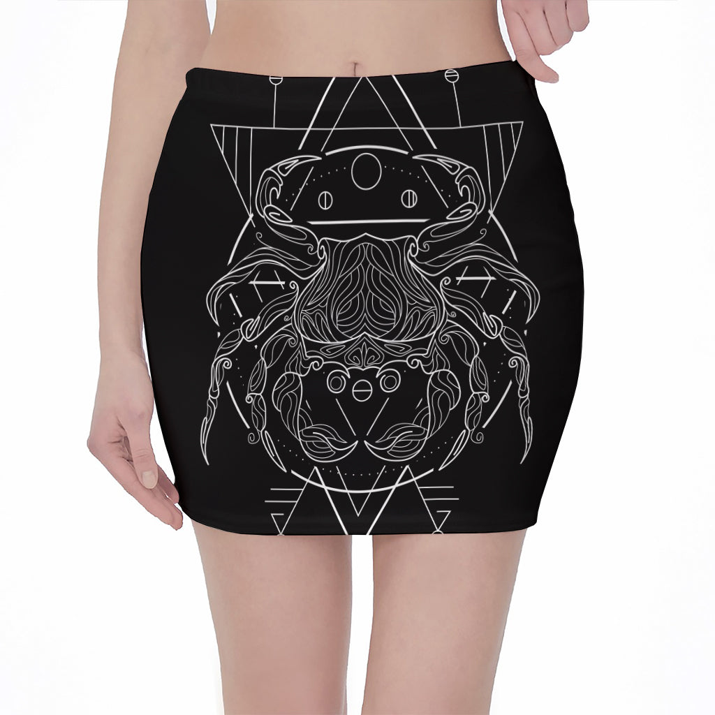 Black And White Cancer Sign Print Pencil Mini Skirt