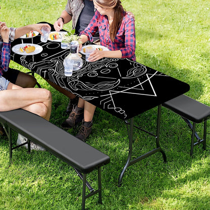 Black And White Cancer Sign Print Picnic Table Cover