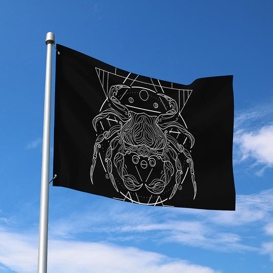 Black And White Cancer Sign Print Polyester Flag