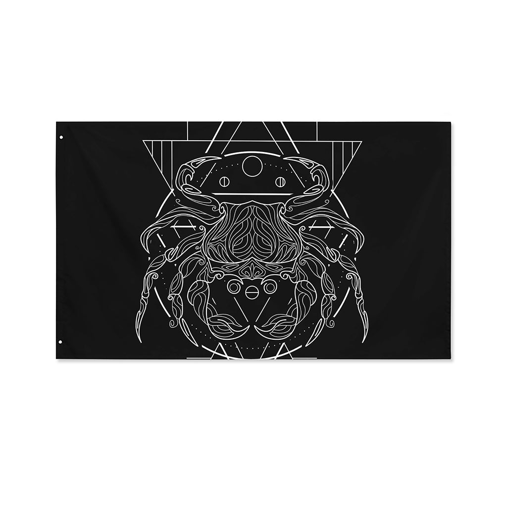Black And White Cancer Sign Print Polyester Flag