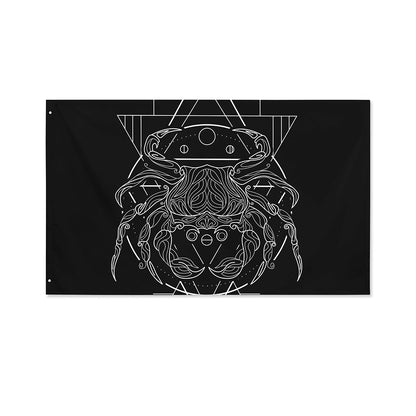 Black And White Cancer Sign Print Polyester Flag