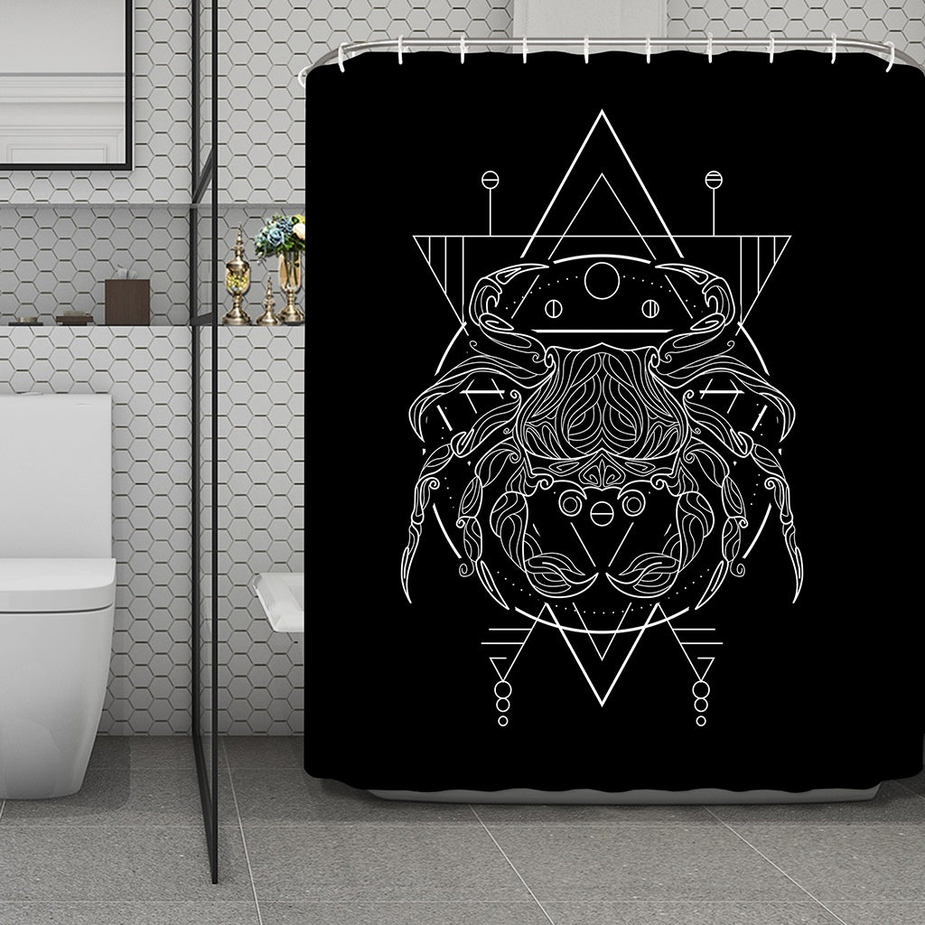 Black And White Cancer Sign Print Polyester Shower Curtain