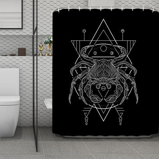 Black And White Cancer Sign Print Polyester Shower Curtain