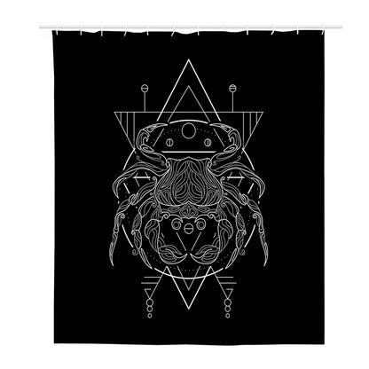 Black And White Cancer Sign Print Polyester Shower Curtain
