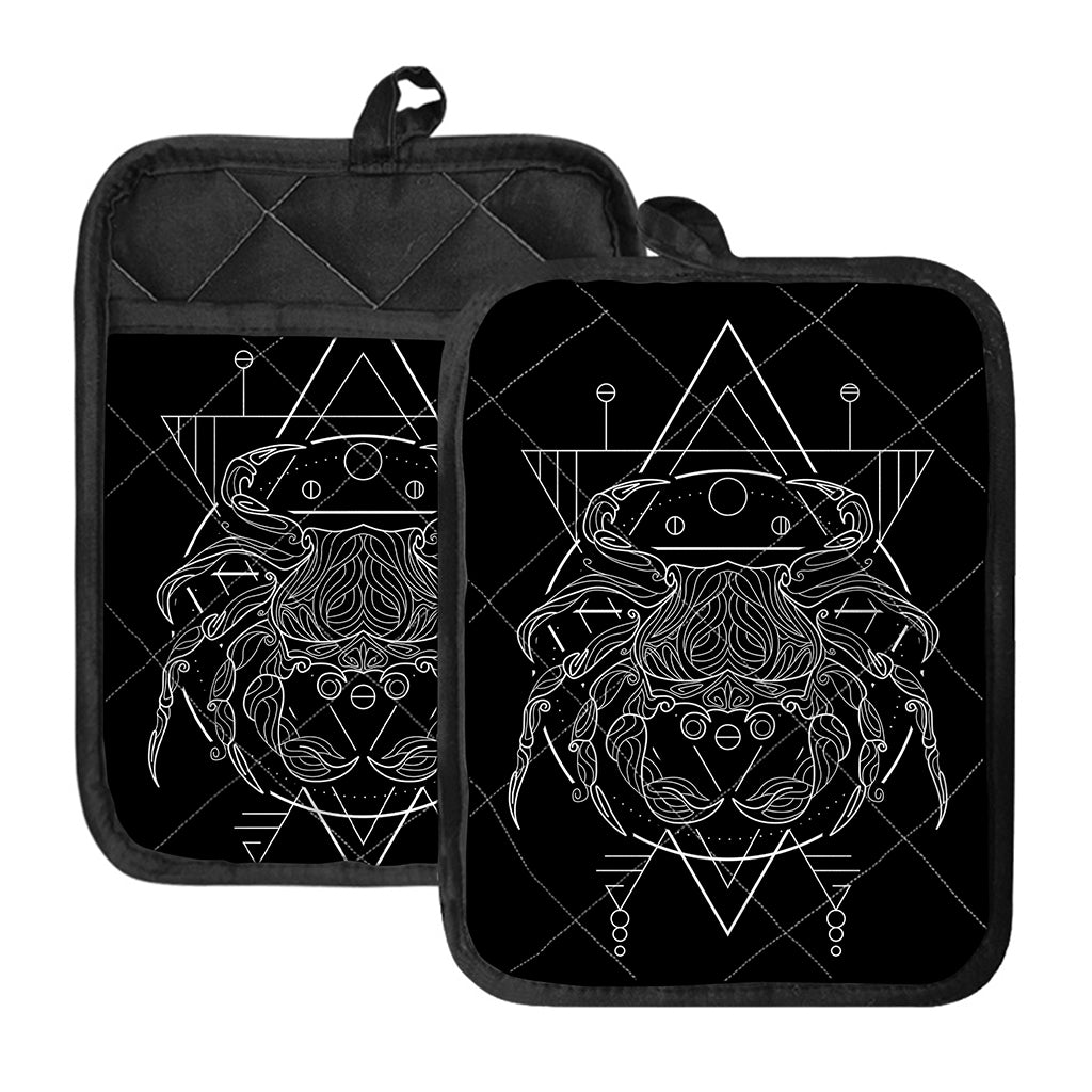 Black And White Cancer Sign Print Pot Holders With Pocket