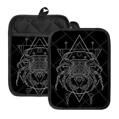 Black And White Cancer Sign Print Pot Holders With Pocket