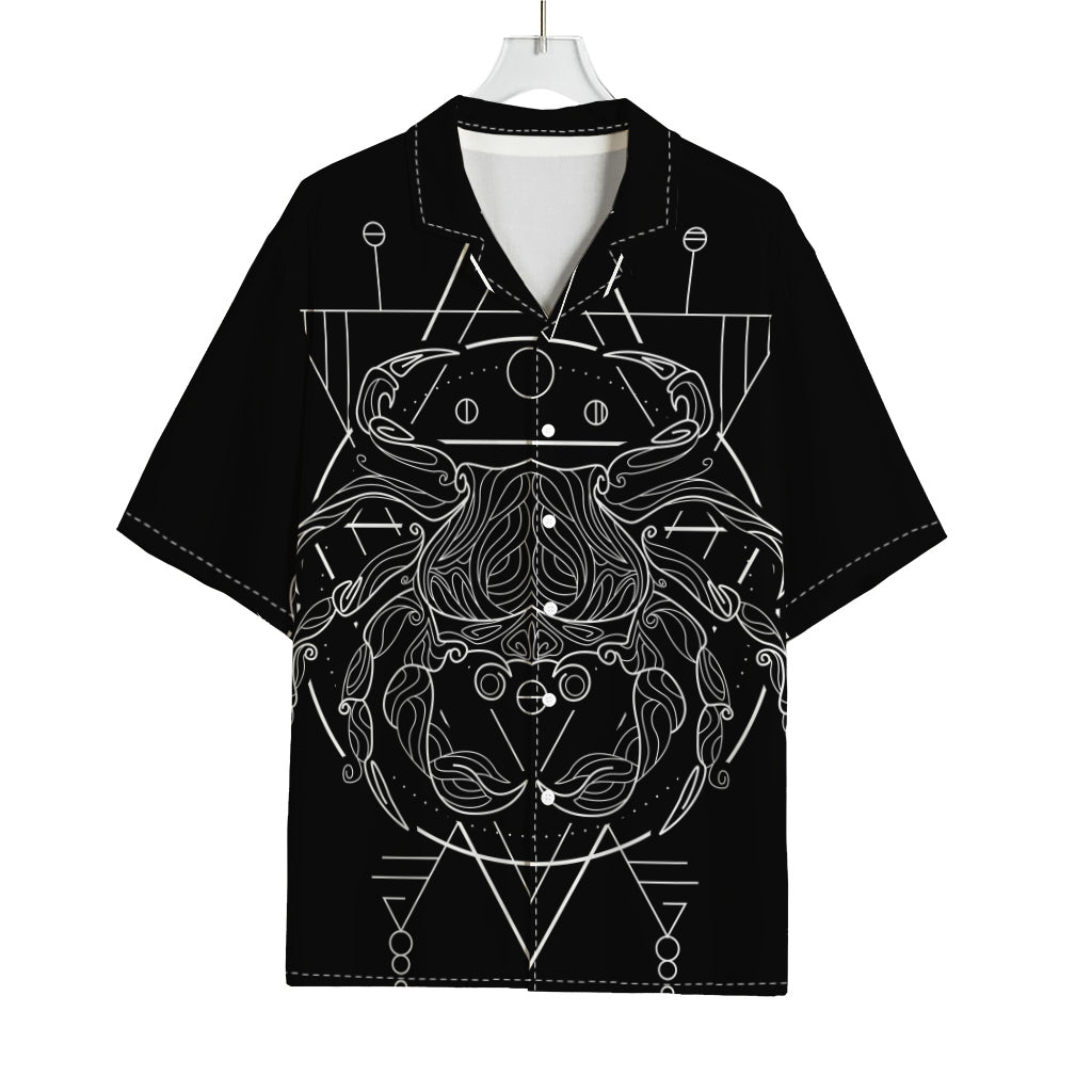 Black And White Cancer Sign Print Rayon Hawaiian Shirt