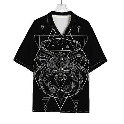 Black And White Cancer Sign Print Rayon Hawaiian Shirt
