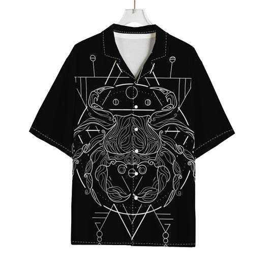 Black And White Cancer Sign Print Rayon Hawaiian Shirt