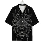 Black And White Cancer Sign Print Rayon Hawaiian Shirt