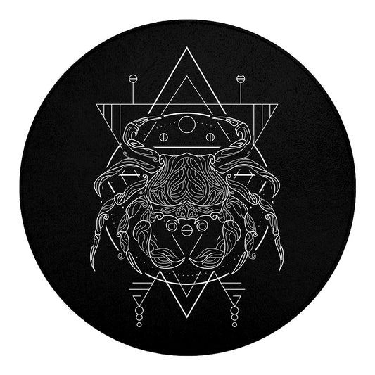 Black And White Cancer Sign Print Round Blanket