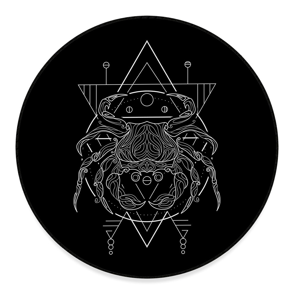 Black And White Cancer Sign Print Round Floor Mat