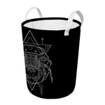 Black And White Cancer Sign Print Round Laundry Basket