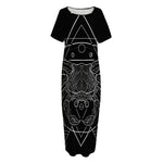 Black And White Cancer Sign Print Short Sleeve Long Nightdress