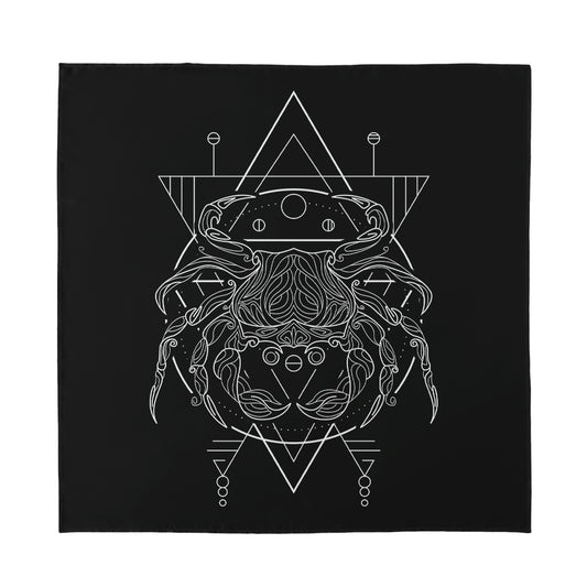 Black And White Cancer Sign Print Silk Bandana