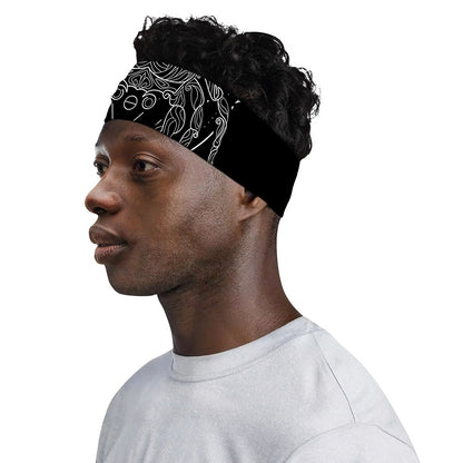 Black And White Cancer Sign Print Sports Headband