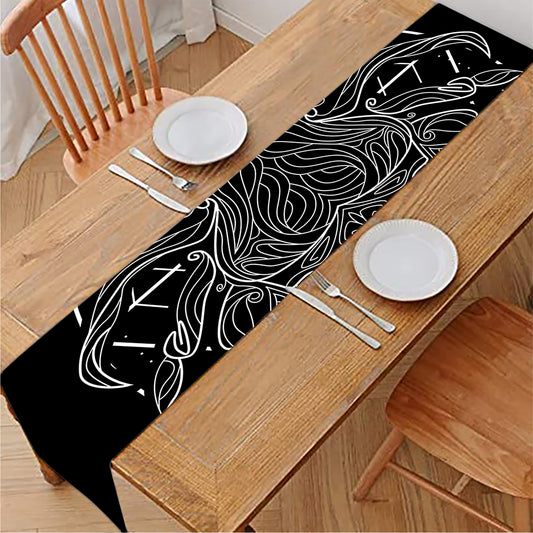 Black And White Cancer Sign Print Table Runner