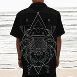 Black And White Cancer Sign Print Textured Short Sleeve Shirt