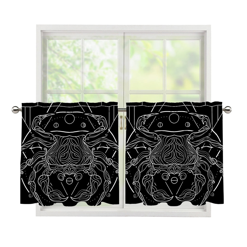 Black And White Cancer Sign Print Tier Curtains