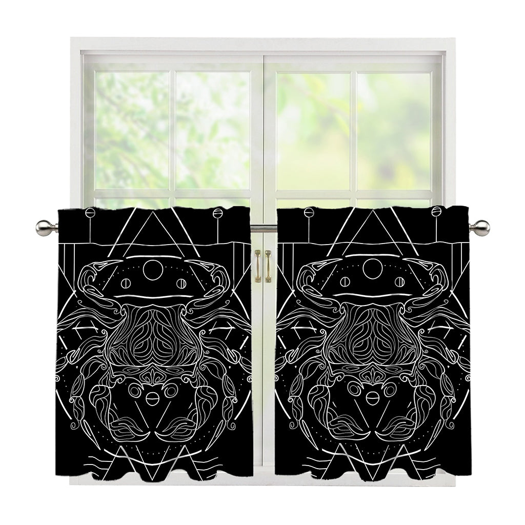 Black And White Cancer Sign Print Tier Curtains