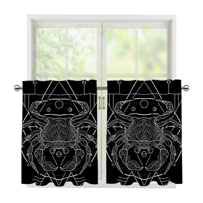 Black And White Cancer Sign Print Tier Curtains