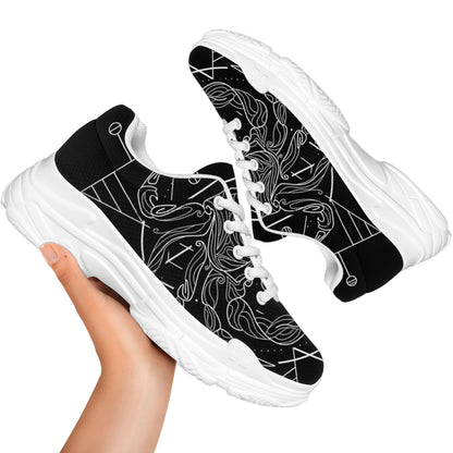 Black And White Cancer Sign Print White Chunky Shoes