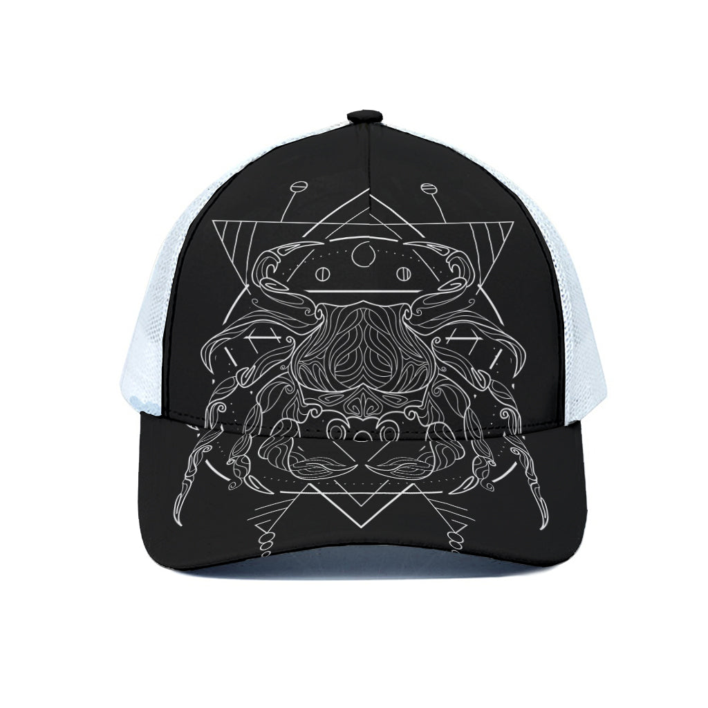 Black And White Cancer Sign Print White Mesh Trucker Cap