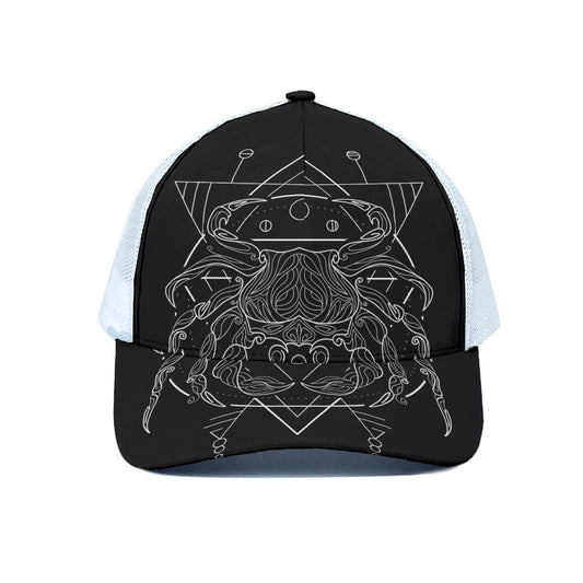 Black And White Cancer Sign Print White Mesh Trucker Cap