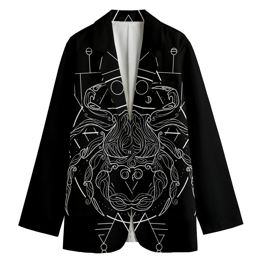 Black And White Cancer Sign Print Women's Blazer