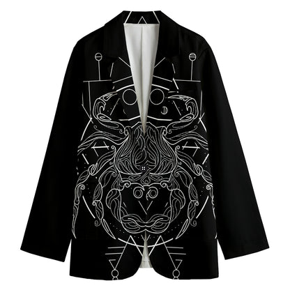 Black And White Cancer Sign Print Women's Blazer