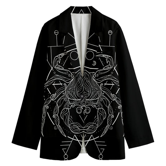 Black And White Cancer Sign Print Women's Blazer