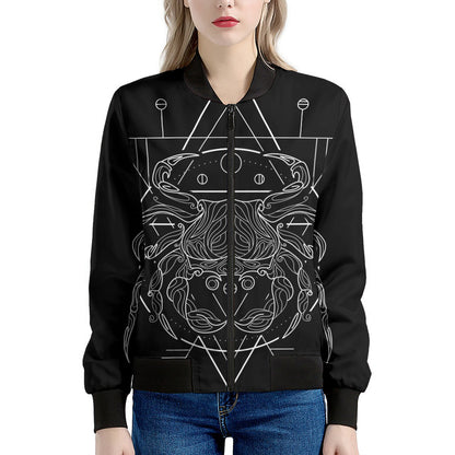 Black And White Cancer Sign Print Women's Bomber Jacket