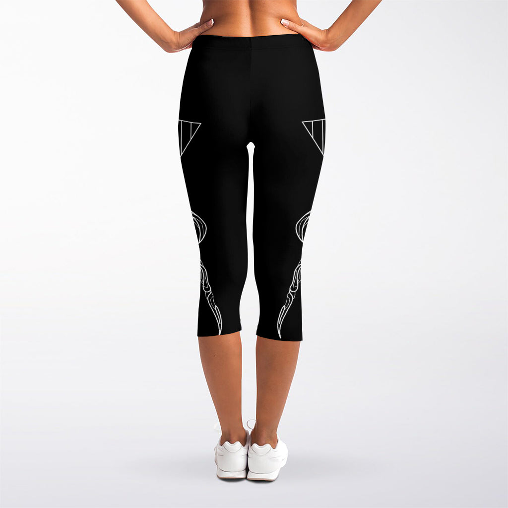 Black And White Cancer Sign Print Women's Capri Leggings