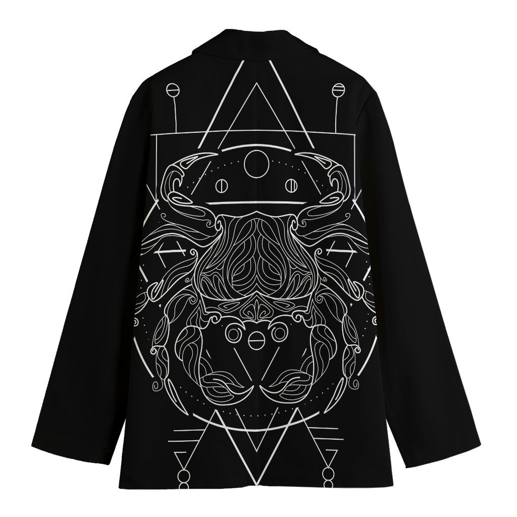 Black And White Cancer Sign Print Women's Cotton Blazer