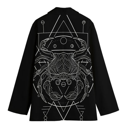 Black And White Cancer Sign Print Women's Cotton Blazer