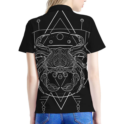 Black And White Cancer Sign Print Women's Polo Shirt