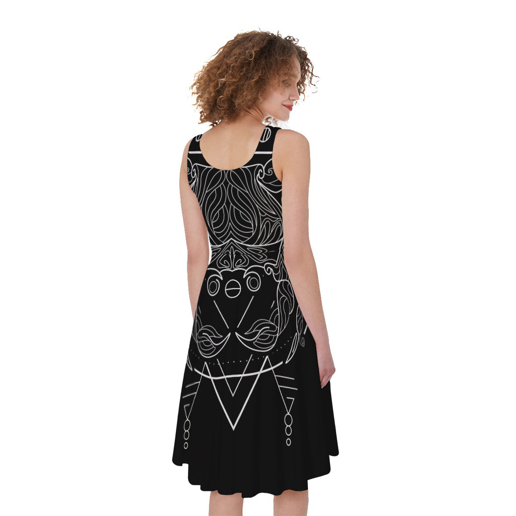 Black And White Cancer Sign Print Women's Sleeveless Dress