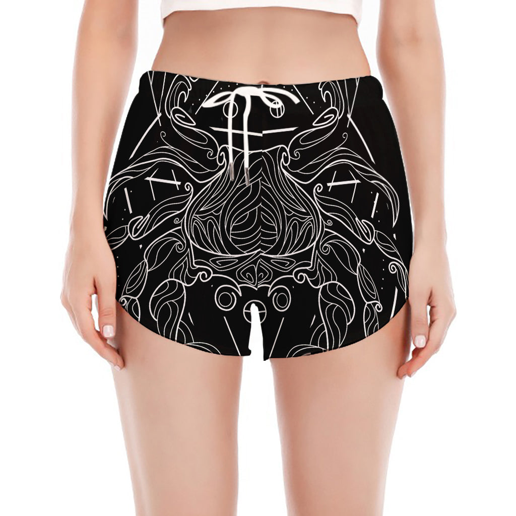 Black And White Cancer Sign Print Women's Split Running Shorts