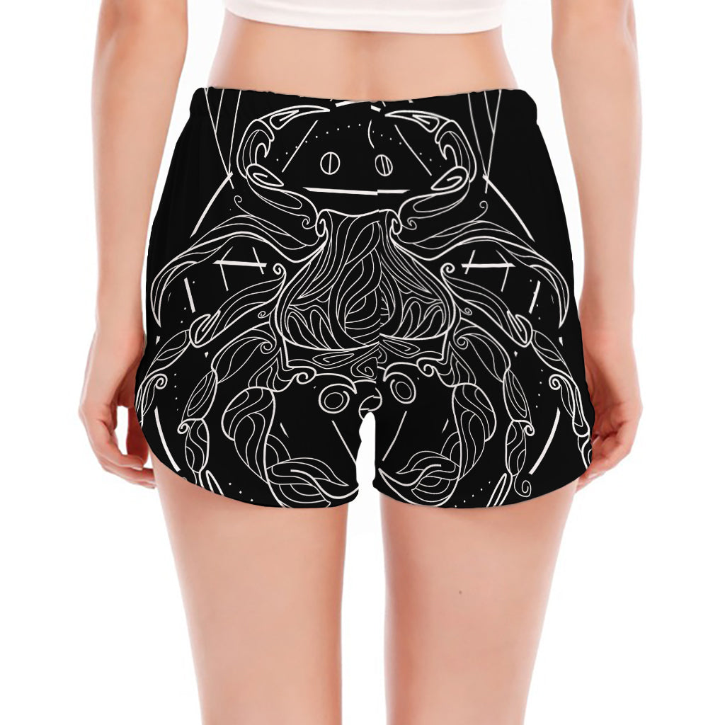 Black And White Cancer Sign Print Women's Split Running Shorts
