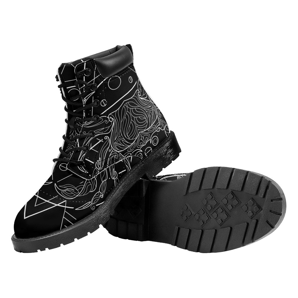 Black And White Cancer Sign Print Work Boots